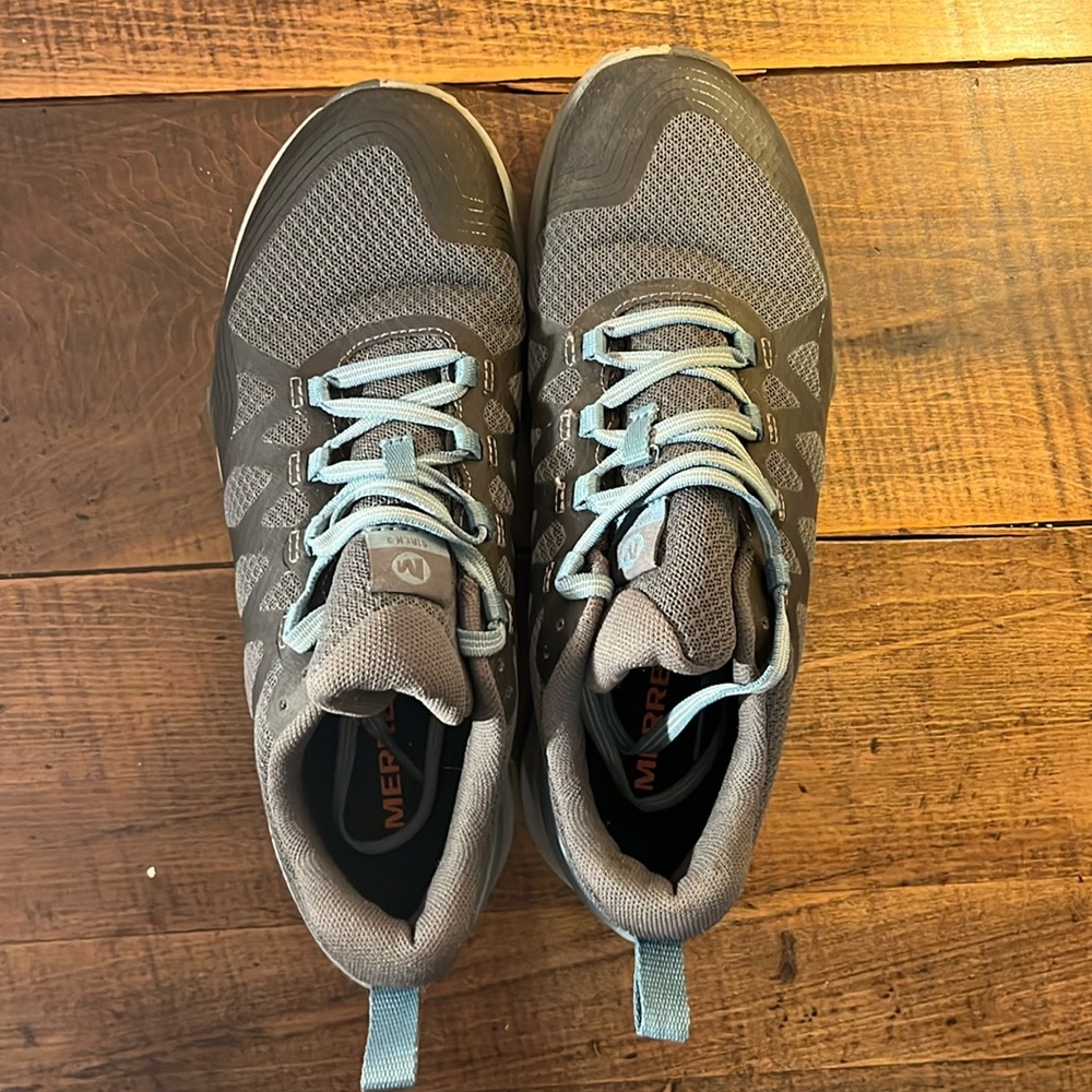 Merrell Women's Gray and Light Blue Trail Running Shoes - Picture 8 of 8